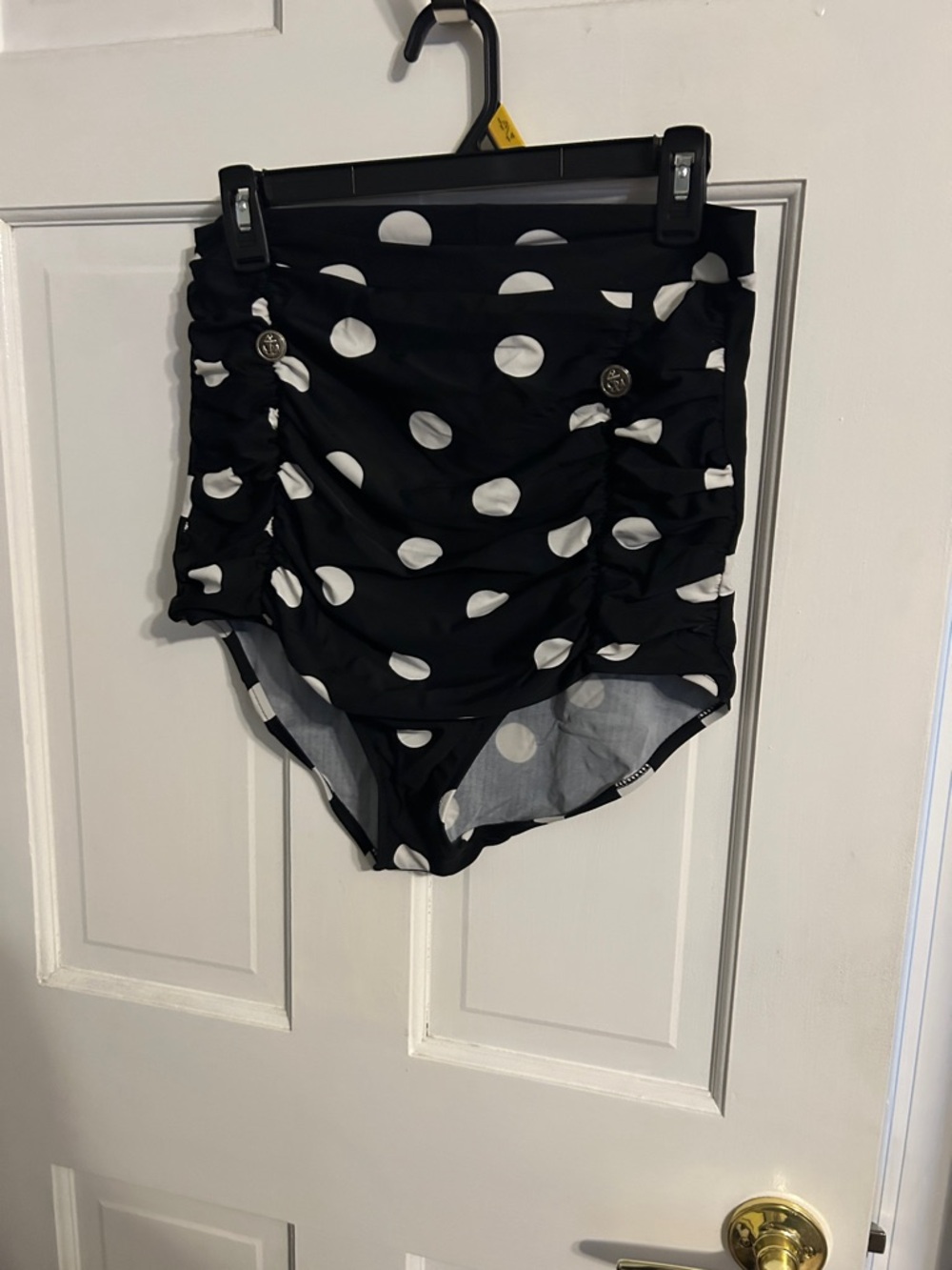 COCOSHIP Black and White Polka Dot Swim Bottoms
